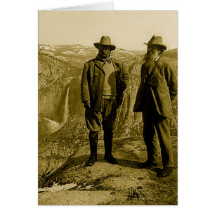 Cartão Teddy Roosevelt e John Muir no ponto da geleira