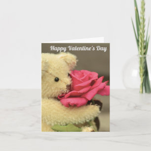 Cartão Teddybear com Rosa Dia de os namorados