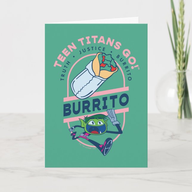 Cartão Teen Titans Go! Beast Boy "Truth Justice Burrito" (Frente)