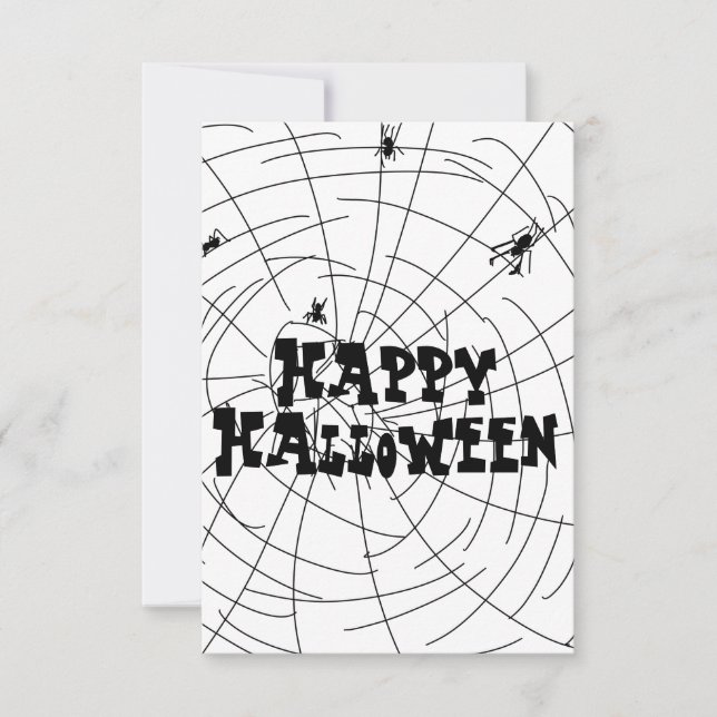 Cartão Teias de Aranha de Halloween Desenhadas à Mão (Frente)