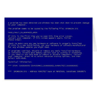 Cartão Tela azul da morte