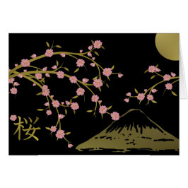 Cartão Tela Dourada Black Japonesa Rosa Sakura