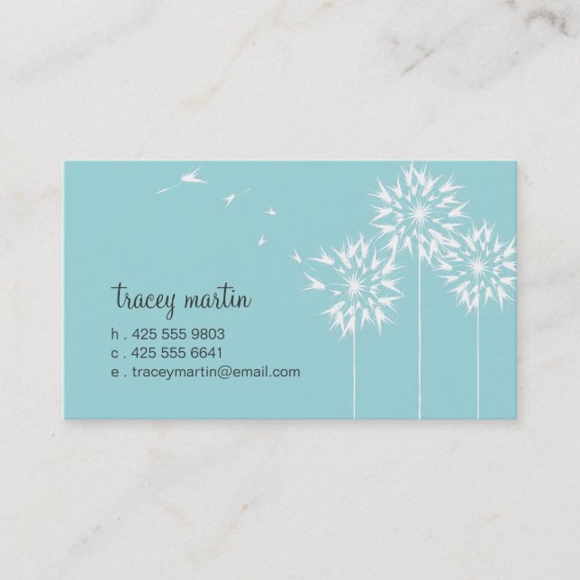 Cartão telefónico de flutuação do dente-de-leão (Frente)