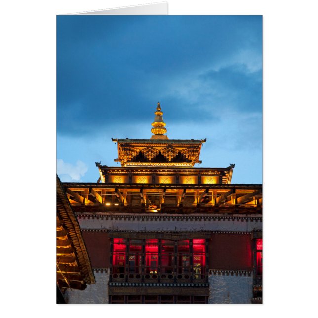 Cartão Telhado Dzong Budista (Frente)