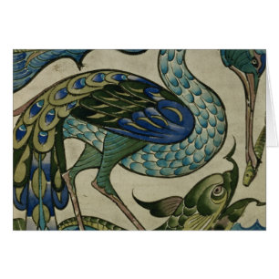 Cartão Telhe o design da garça-real e dos peixes, pelo