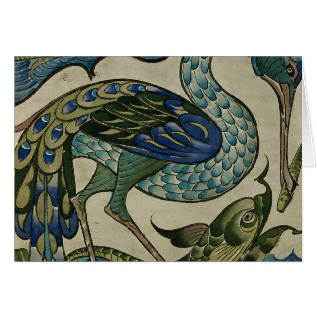 Cartão Telhe o design da garça-real e dos peixes, pelo (Frente Horizontal)