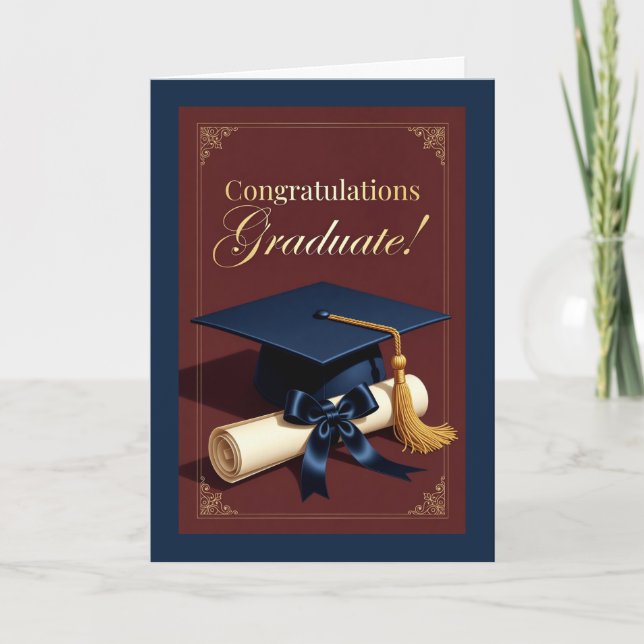 Cartão Tema Clássico de Conquista de Graduação (Frente)