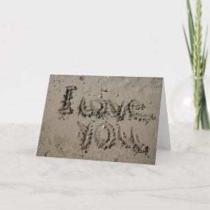Cartão Tema De Casamento De Praia Eu Te Amo Escrito Em Ar