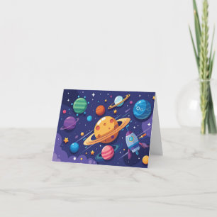 Cartão Tema de espaço e planeta