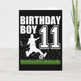 Cartão Tema de festa de aniversário de futebol de 11 anos