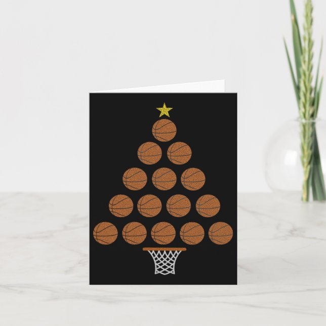 Cartão Tema de Hoops de Árvore de Natal de Basquete Engra (Frente)