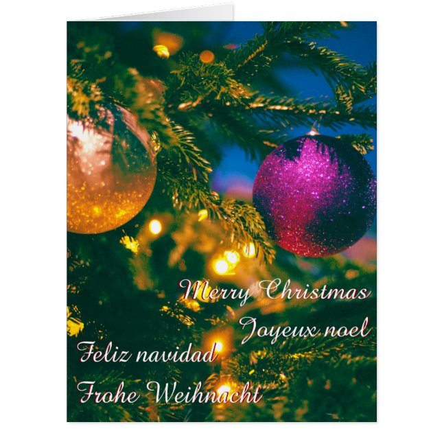 Cartão Tema de Natal com 2 bolas de Natal... (Frente)