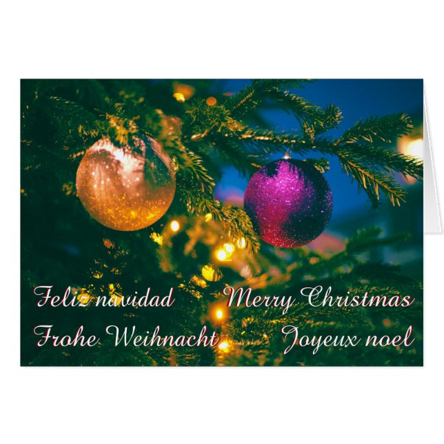 Cartão Tema de Natal com 2 bolas de Natal... (Frente Horizontal)