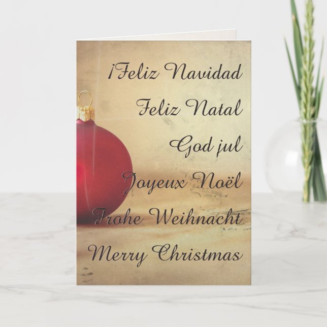 Cartão Tema de Natal com bola de Natal (Frente)