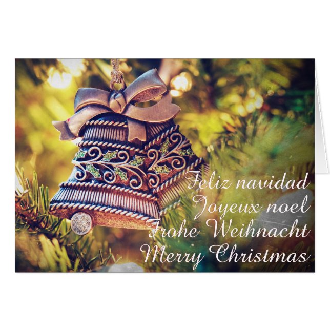 Cartão Tema de Natal com dois sinos (Frente horizontal)