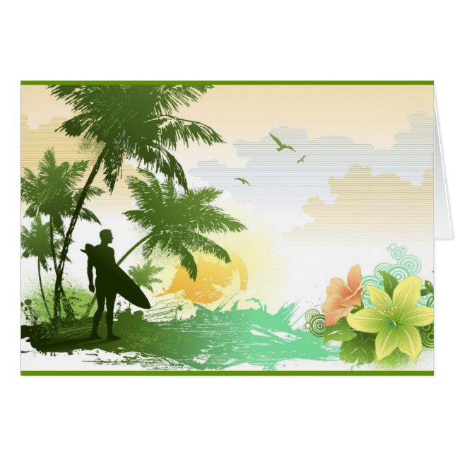 Cartão Tema de Surfer (Frente Horizontal)