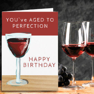 Cartão Tema de Vinho Tinto Envelhecido à Perfeição Aniver
