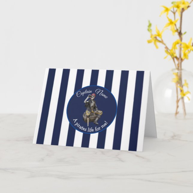 Cartão Tema do Garoto Pirata de Festa (Flor Amarela)