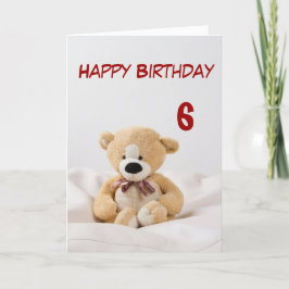 Cartão Tema do urso de 6 de Feliz Aniversário