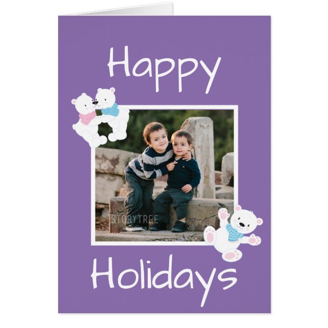 Cartão Tema do Urso Polar Feliz Feriados (Frente)