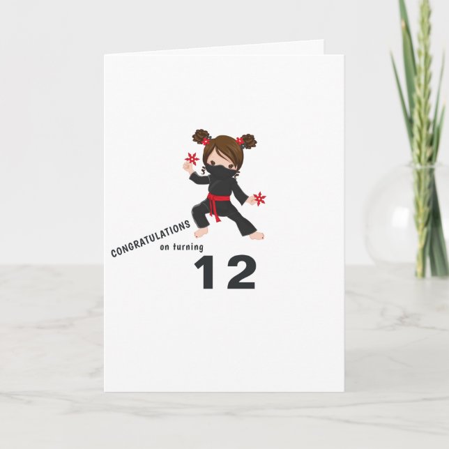 Cartão Tema Ninja Cumprimento de Aniversário (Frente)
