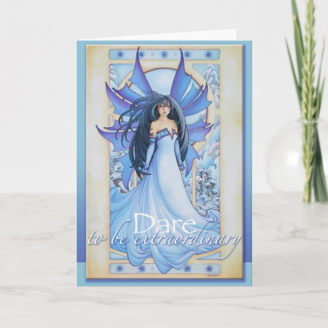 Cartão Tempest of Ice Winter Faery Card by Teri Rosario (Frente)