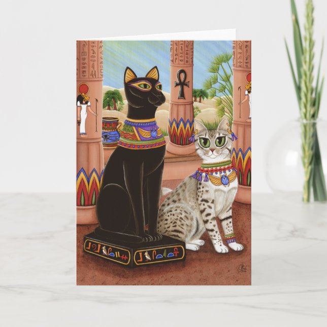 Cartão Temple of Bastet Egypt Bast Goddess Cat Art Card (Frente)