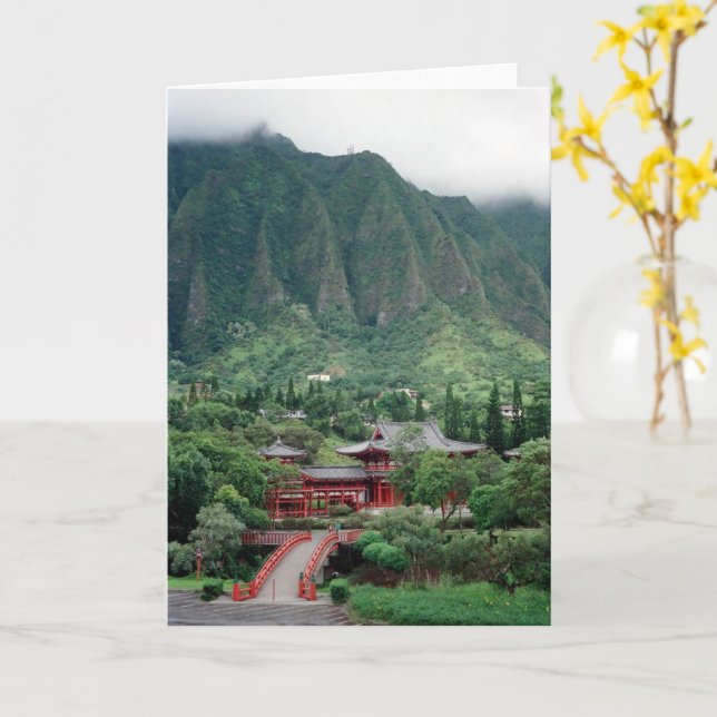 Cartão Templo Byodo-In - placa (Flor Amarela)