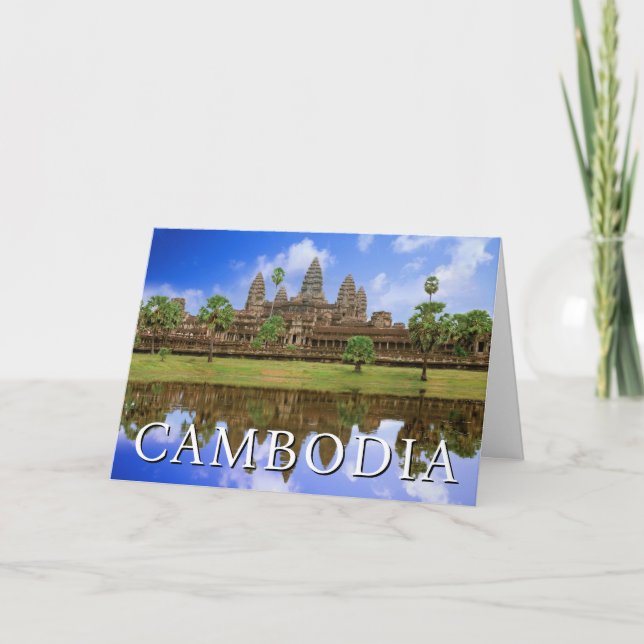Cartão Templo de Angkor Wat | Kampuchea, Camboja | Aniver (Frente)