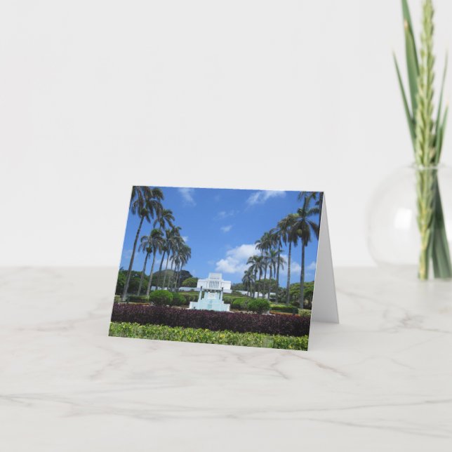 Cartão Templo LDS de Laie Hawaii (Frente)