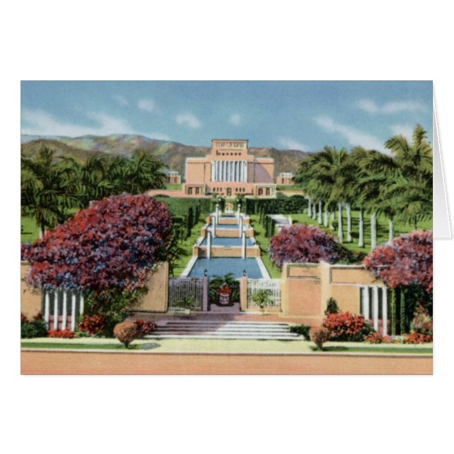 Cartão Templo Mórmon LDS Oahu Hawaii (Frente Horizontal)