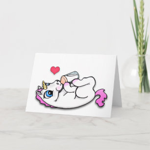 Cartão Tempo de alimentação de unicórnio bebê - Rosa - Ca