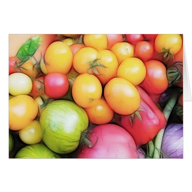 Cartão Tempo de colheita - tomates! (Frente Horizontal)