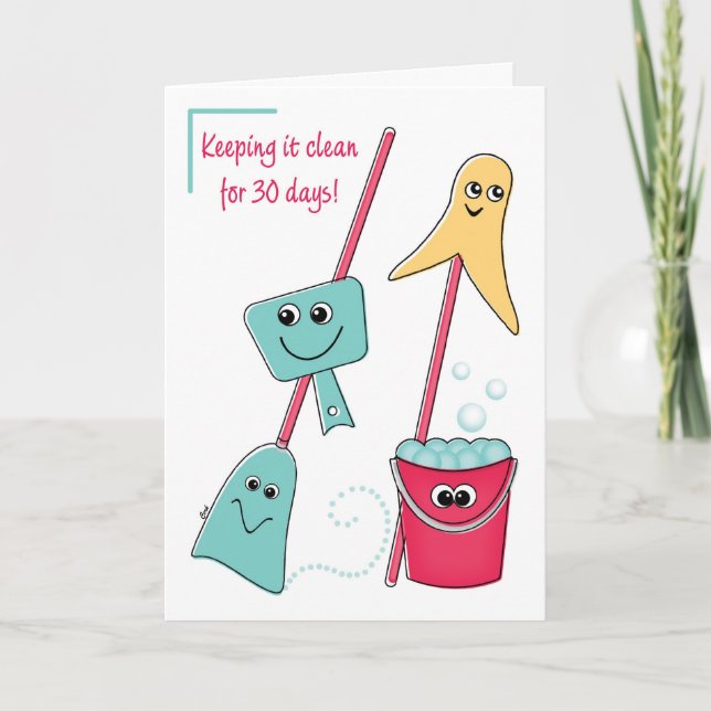 Cartão Tempo de limpeza de Parabéns de recuperação de 30  (Frente)