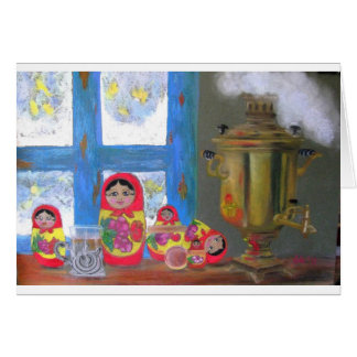 Cartão tempo do chá do russo