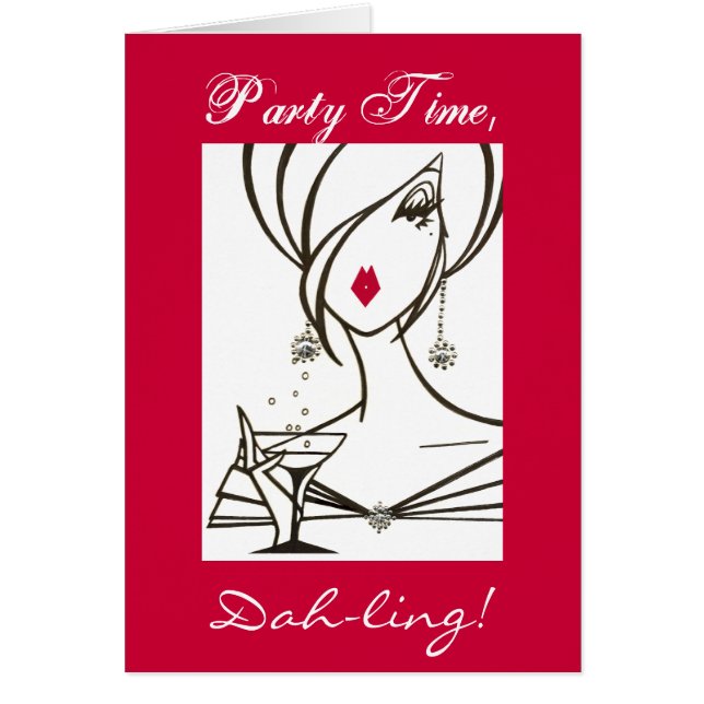 Cartão Tempo do partido, Dah-ling! - Personalizado - (Frente)