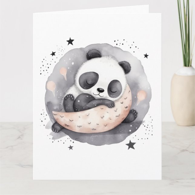Cartão Tempo Nap Aquarela Bebê Bebê Urso (Frente)