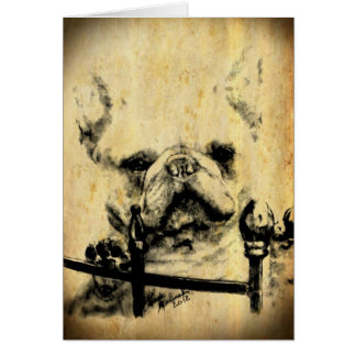 Cartão Tempo velho do buldogue francês
