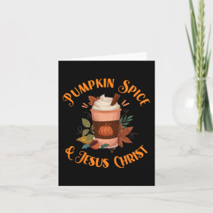 Cartão Temporada de Outono Cute Pumpkin Spice E Jesus Cri