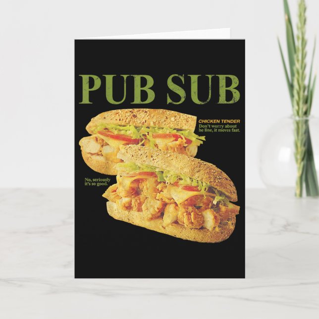 Cartão Tender de Frango Pub Sub Sanduíche Divertido  (Frente)