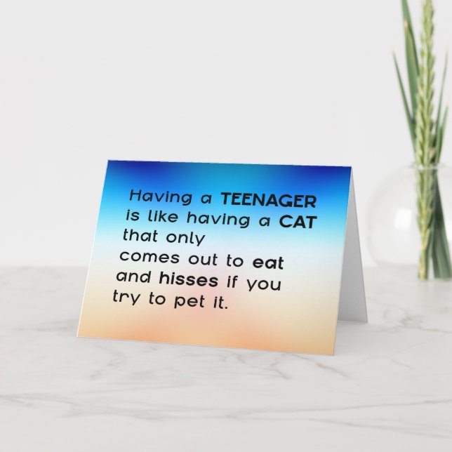 Cartão Tendo um adolescente... (Frente)