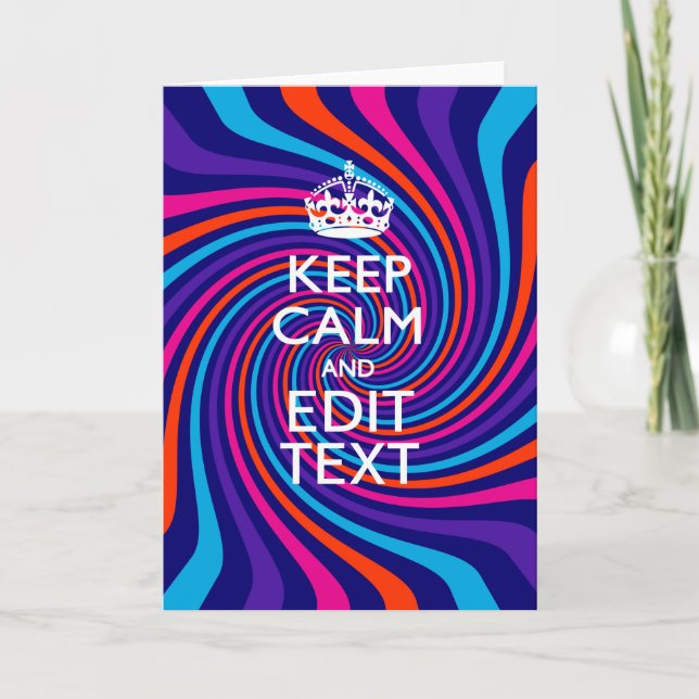 Cartão Tenha Sua Frase Keep Calm em Redemoinho Multicolor (Frente)