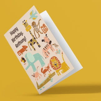 Cartão Tenha um Aniversário de Animais Selvagens do Dia S