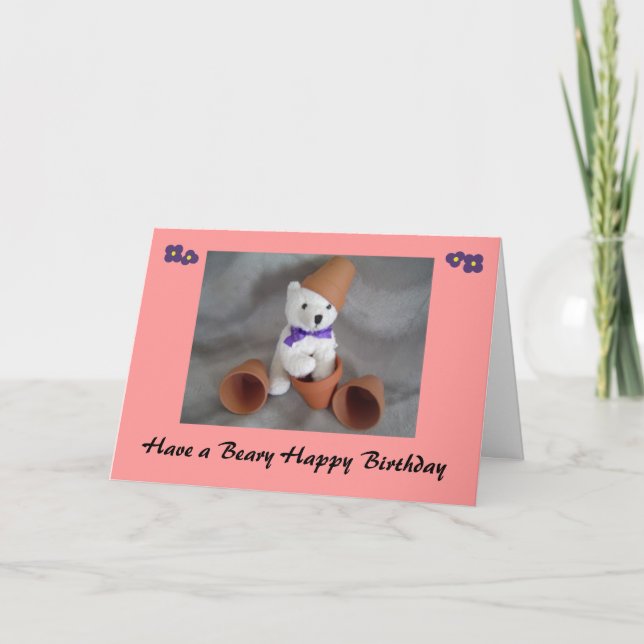 Cartão Tenha um aniversário feliz de beary (Frente)