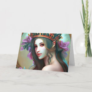 Cartão Tenha um aniversário mágico   Mulher Eetérea Bonit