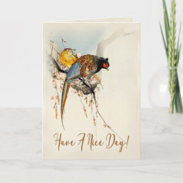 Cartão Tenha Um Belo Dia, Faisão De Vintage Japonês