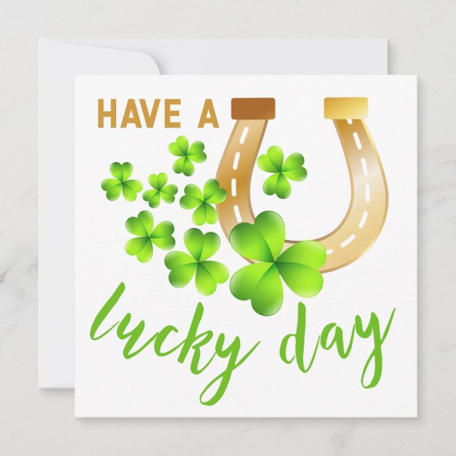 Cartão Tenha um Dia Sortudo // Shamrock St Patrick's Day (Frente)