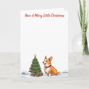 Cartão Tenha um Feliz Natal - Corgi