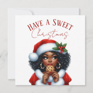 Cartão Tenha um Natal Doce Senhora Clausa Negra