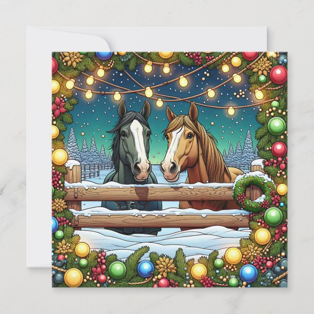 Cartão Tenha um Natal Mare-y | Horse Pun Personalizado (Frente)